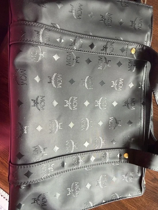 MCM Black Tote with Gold Plaque and Studs - Picture 8 of 14